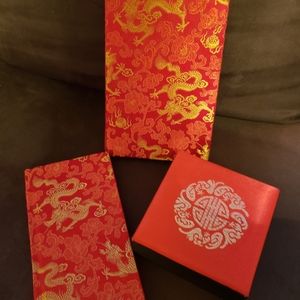 Set of Three: Silk Embossed Jewelry Box, Credit Ca